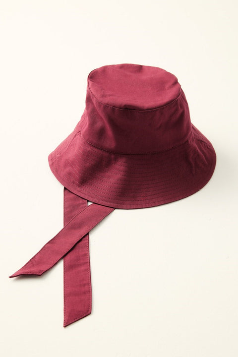 Tie-Detail Bucket Hat - Burgundy