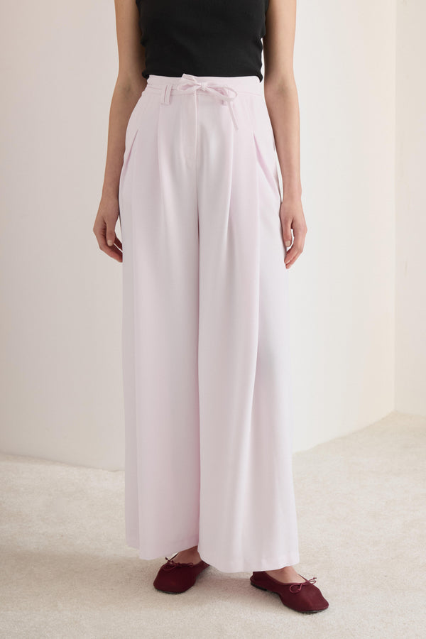 Bağlamalı Keten Pantolon - Pembe