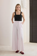 Bağlamalı Keten Pantolon - Pembe