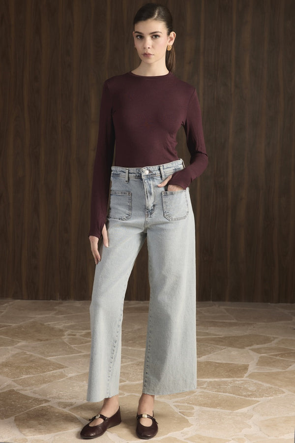 Balıkçı Yaka Basic Body - Bordo