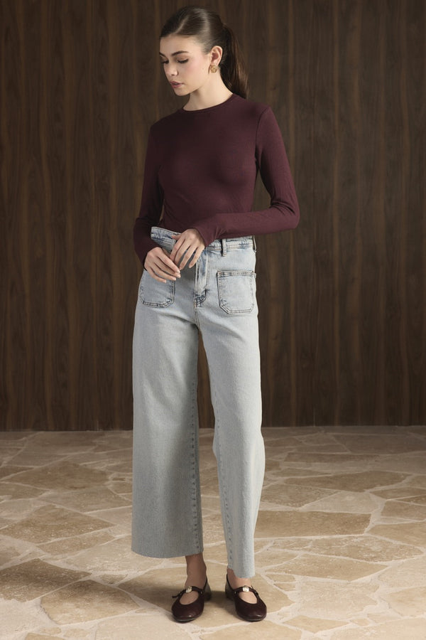 Balıkçı Yaka Basic Body - Bordo