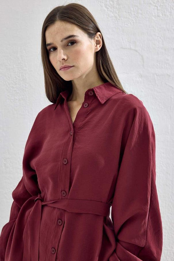 Basic Oversize Pantolon Takım - Bordo