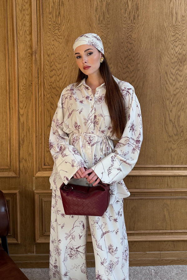 Baskılı Cesika Takım - Bordo