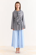 Striped Ruffled Shirt - Brown