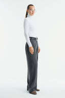Straight-Leg Crepe Trousers - Anthracite