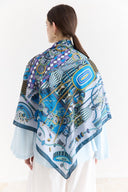 Samora Patterned Shoulder Shawl - Blue