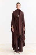 Tünel Detaylı Abaya - Kahve
