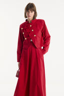 Skirt Set with Asymmetric Button Detail - Red