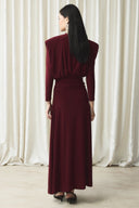 Bel Pileli Sendy Elbise - Bordo