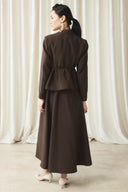 Waist-Fit Jacket and Skirt Set - Coffee
