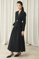 Waisted Jacket and Skirt Suit - Black