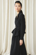 Waisted Jacket and Skirt Suit - Black