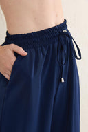 Beli Lastikli Bol Paça Pantolon - Lacivert