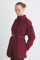Belina Dik Yaka Jakar Ceket - Bordo
