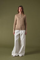 Bella Gold Düğmeli Triko Hırka - Mocha