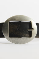 Bellini Oval Buckle Leather Belt - Black