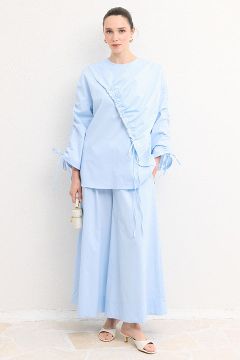 Piped Poplin Shirt - Blue