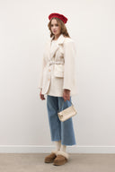 Blazer Goldfox Kemerli Ceket - Ekru