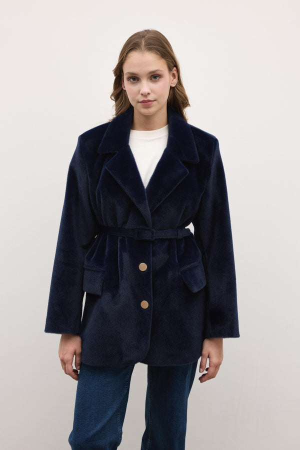 Blazer Goldfox Kemerli Ceket - Lacivert