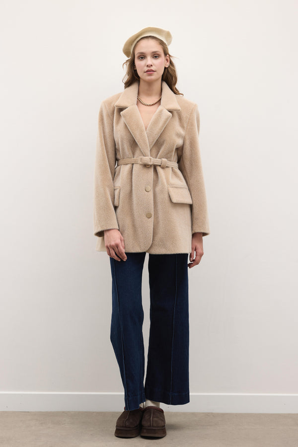 Blazer Goldfox Kemerli Ceket - Mocha