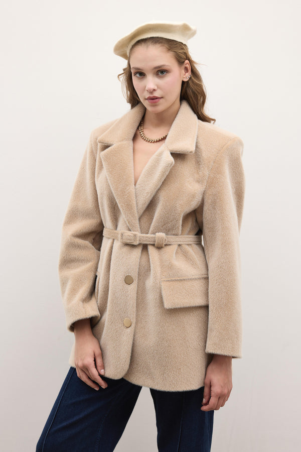 Blazer Goldfox Kemerli Ceket - Mocha