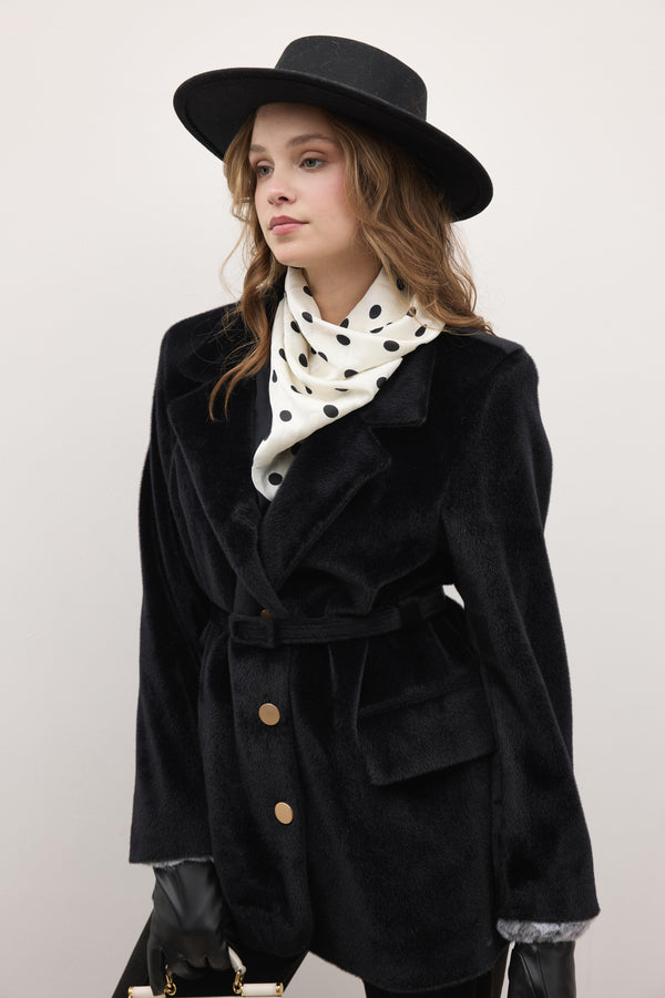 Blazer Goldfox Kemerli Ceket - Siyah