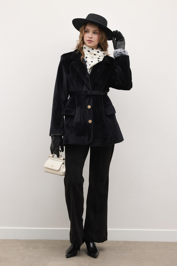 Blazer Goldfox Kemerli Ceket - Siyah