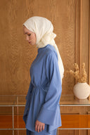 Bloom Desen İtalyan Jakar Şal - İnci Beyazı