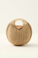 Bubble Woven Straw Bag - Camel