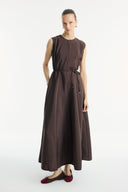 Front Cross Ruffle Detailed Dress - Brown