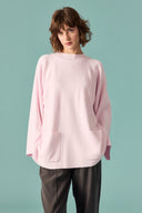 Scarf-Collar Knitted Sweater - Pink