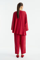 Benetti Waist Belt Detail Trouser Set - Red