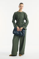 Button-Detailed Trouser Set - Khaki