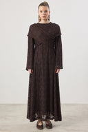 Crisscross Lace Dress - Brown