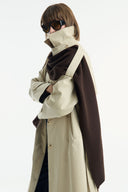Long Trench Coat with Epaulet and Belt Detail