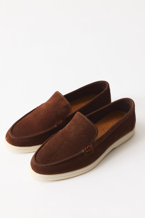 Lorenzo Genuine Leather Suede Loafers - Brown