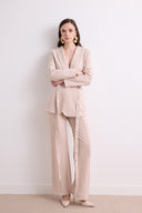 Çift Kemerli Blazer Takım - Taş