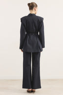 Çift Kemerli Kot Takım - Lacivert