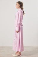 Çıtçıt Detaylı Compact Saten Elbise - Pembe