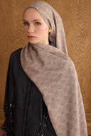 Cotton Monogram Geometrik Desen Şal - Açık Vizon