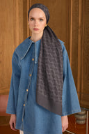 Cotton Monogram Geometrik Desen Şal - Antrasit