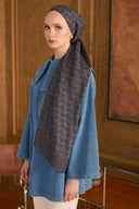 Cotton Monogram Geometrik Desen Şal - Antrasit