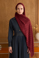 Cotton Monogram Geometrik Desen Şal - Bordo