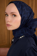 Cotton Monogram Geometrik Desen Şal - Lacivert