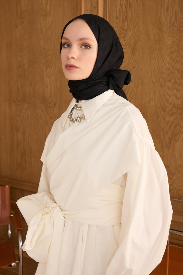Cotton Monogram Geometrik Desen Şal - Siyah