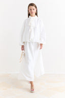Collar Detail Skirt Set - Ecru
