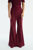 Flared Suede Trousers - Cherry