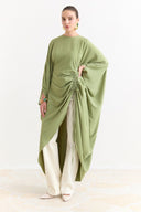 Tunnel Detailed Abaya - Sage Green