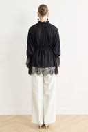 Dantel Astarlı Gömlek - Siyah