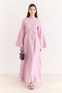 Siena Kloş Keten Elbise - Pembe